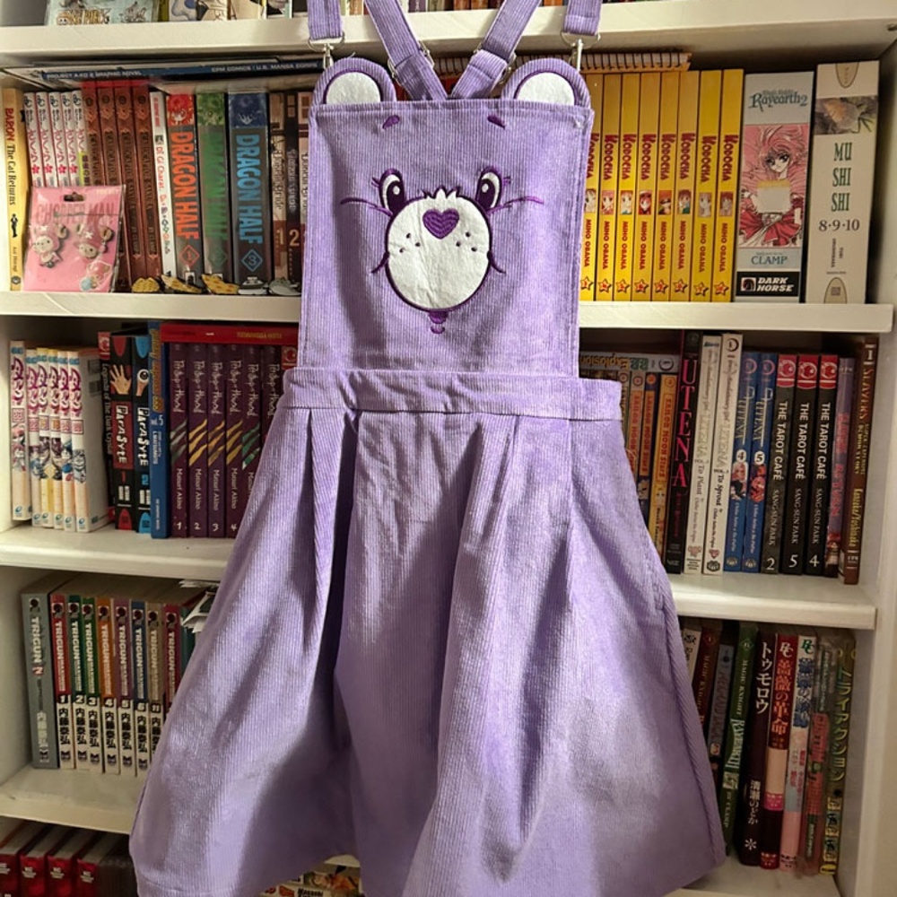 DOLLS KILL X CARE BEARS COLLAB PURPLE SHARE BEAR SUSPENDER CORDUROY SKIRT XS